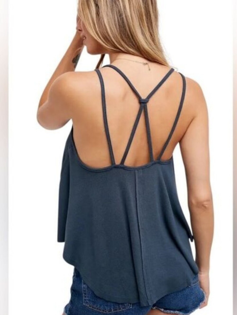 We The Free Rock Your‎ World Tank Top Dark Slate  Strappy